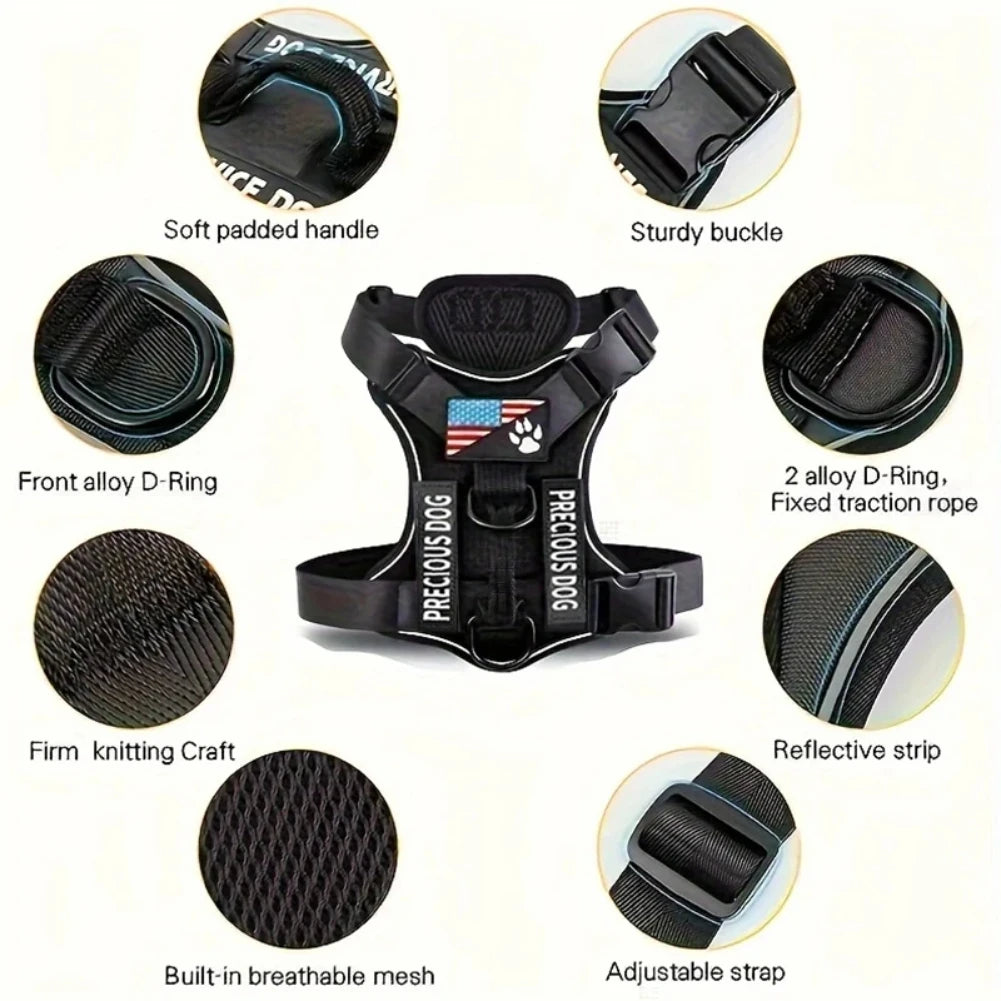 🐾 Tailvoya™ Reflective Service Dog Harness – Comfort, Control & Safety Combined