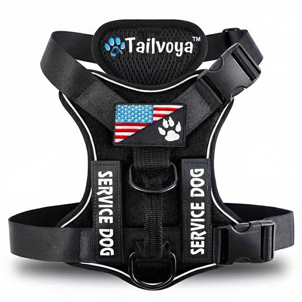 🐾 Tailvoya™ Reflective Service Dog Harness – Comfort, Control & Safety Combined
