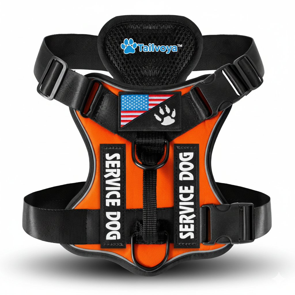 🐾 Tailvoya™ Reflective Service Dog Harness – Comfort, Control & Safety Combined