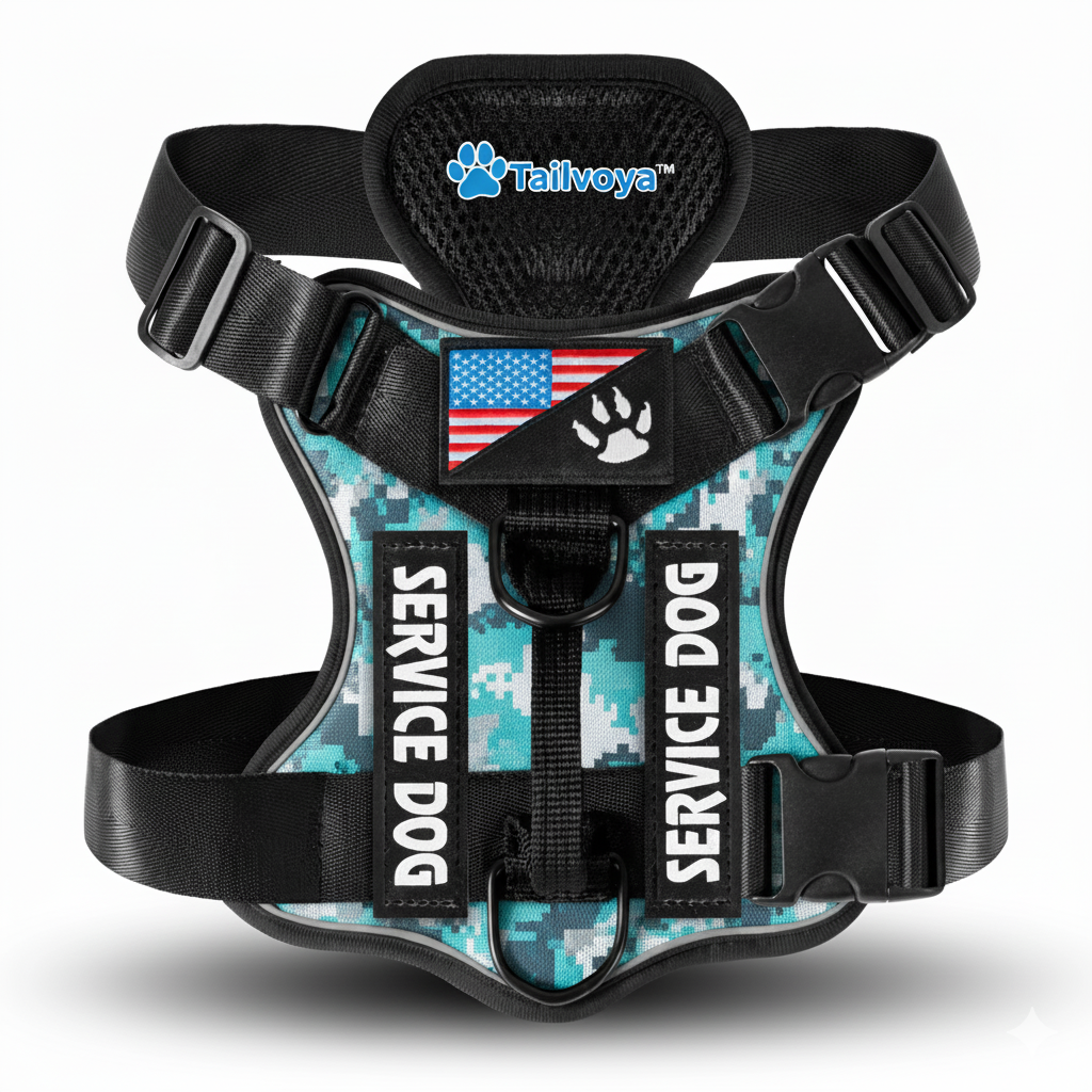 🐾 Tailvoya™ Reflective Service Dog Harness – Comfort, Control & Safety Combined