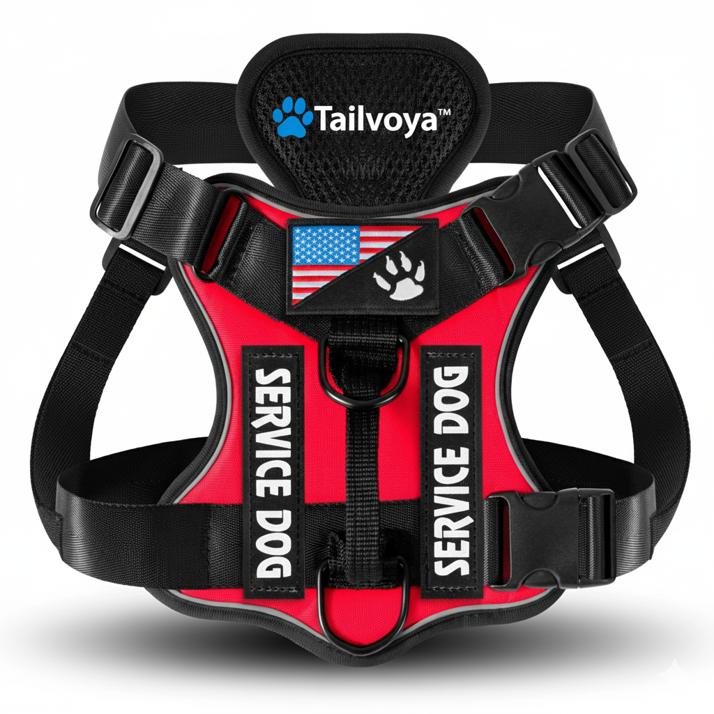 🐾 Tailvoya™ Reflective Service Dog Harness – Comfort, Control & Safety Combined